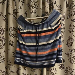 Max Studio Blue and Orange Striped Skirt